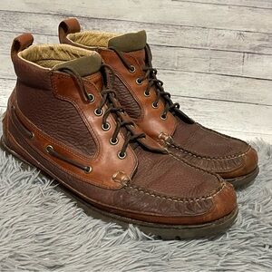 Vintage LL Bean Allagash Bison Brown Leather Chukka Boots 244479 Men's Size 14